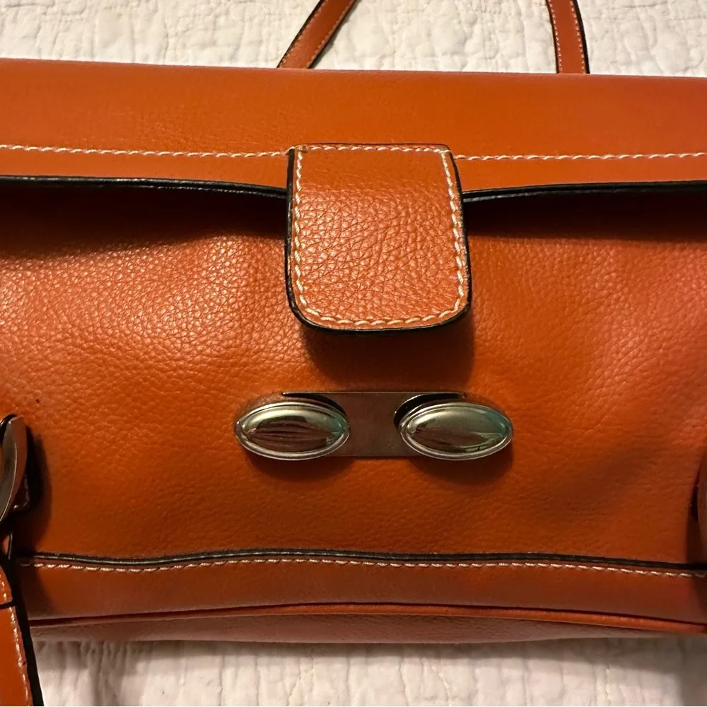 Botox Cosmetic Satchel Type Bag Orange / Brown Color Great Preowned Condition - Picture 9 of 15